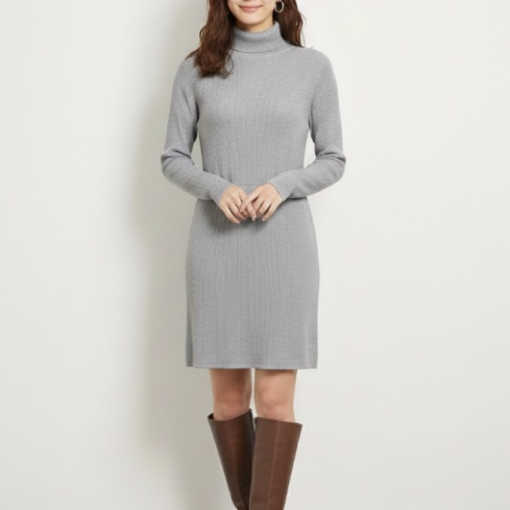 Uniqlo Knit Turtleneck Dress Grey Size Medium Stretch